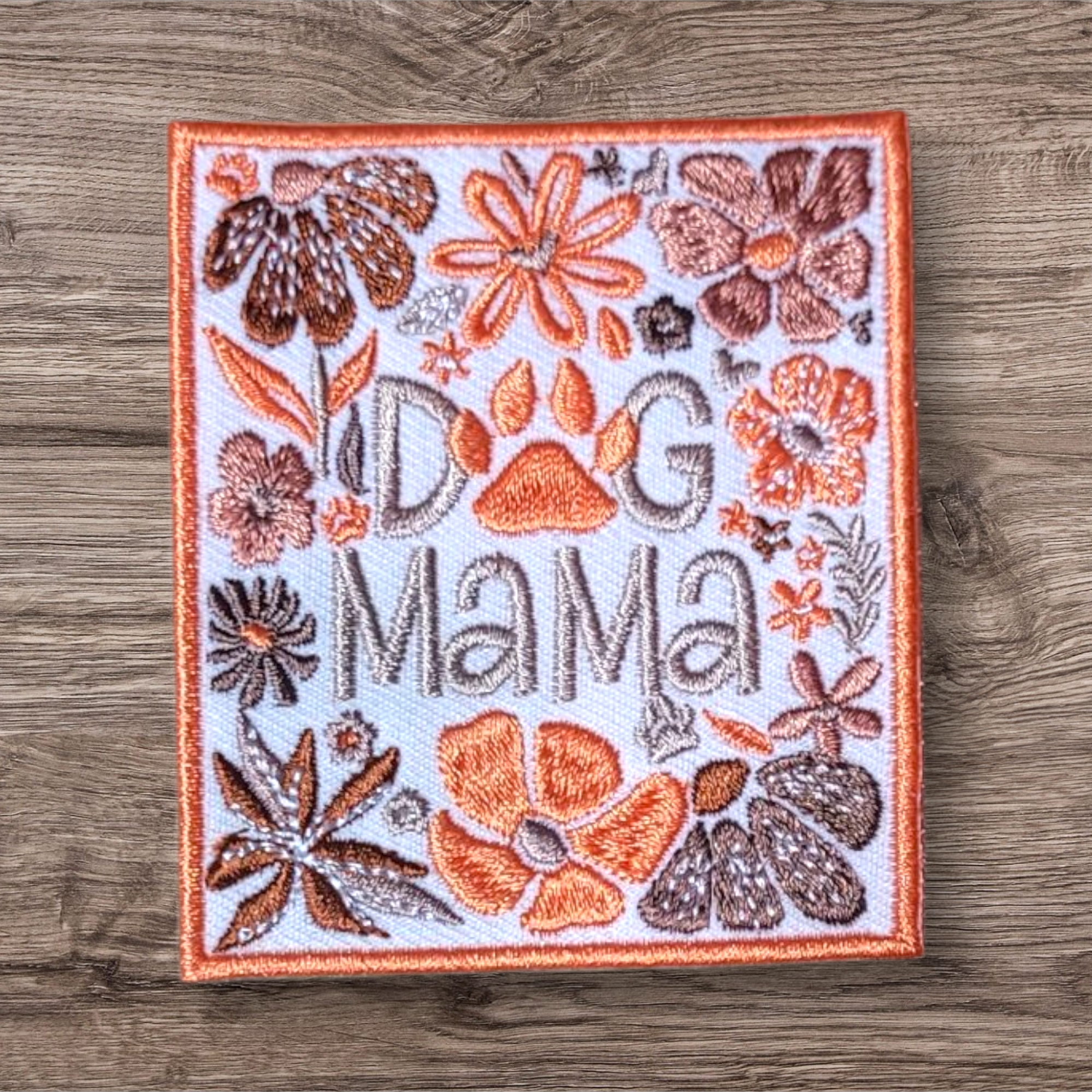 Orange Floral Dog Mama Patch