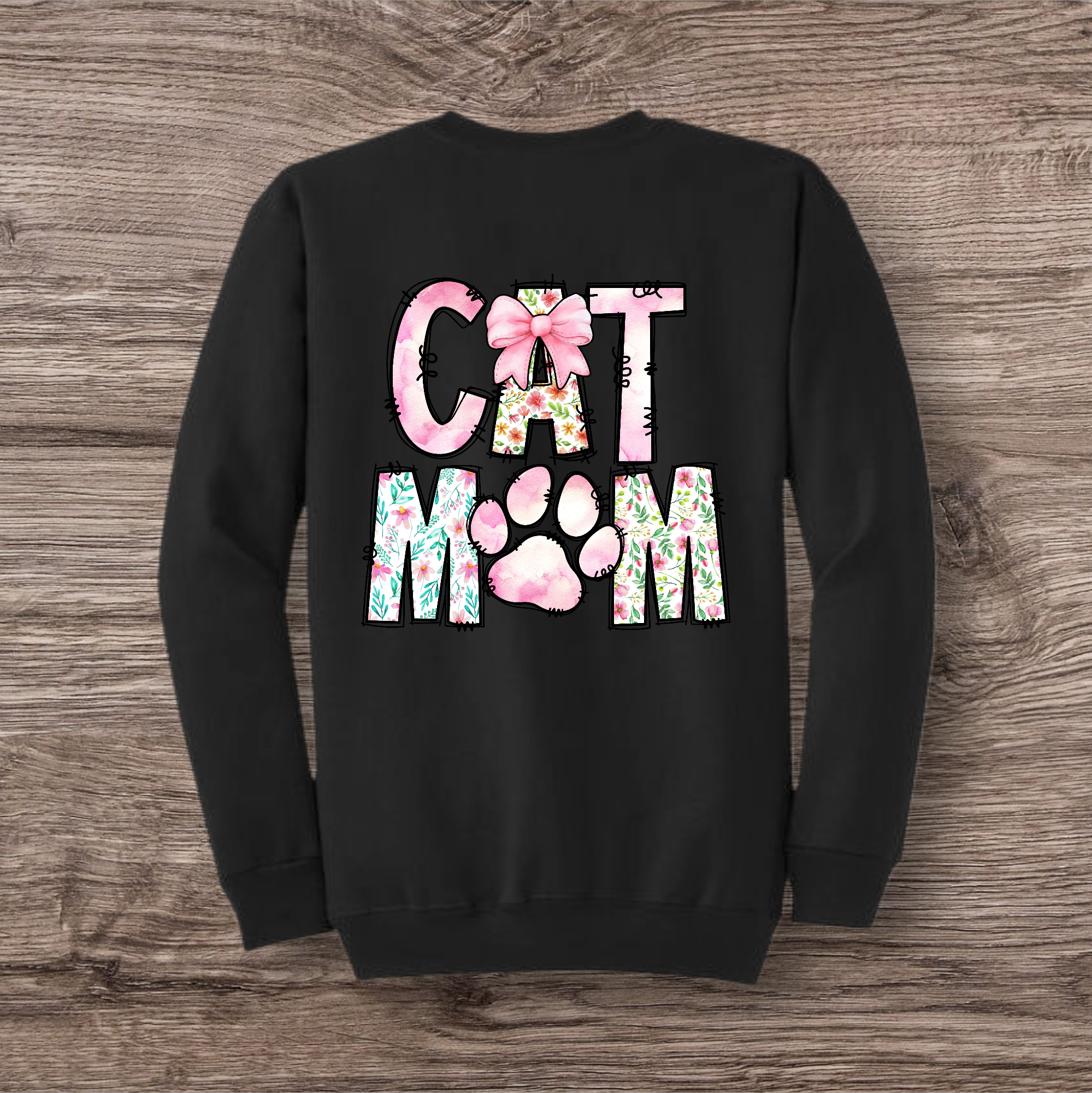 Pink Floral Cat Mom Transfer