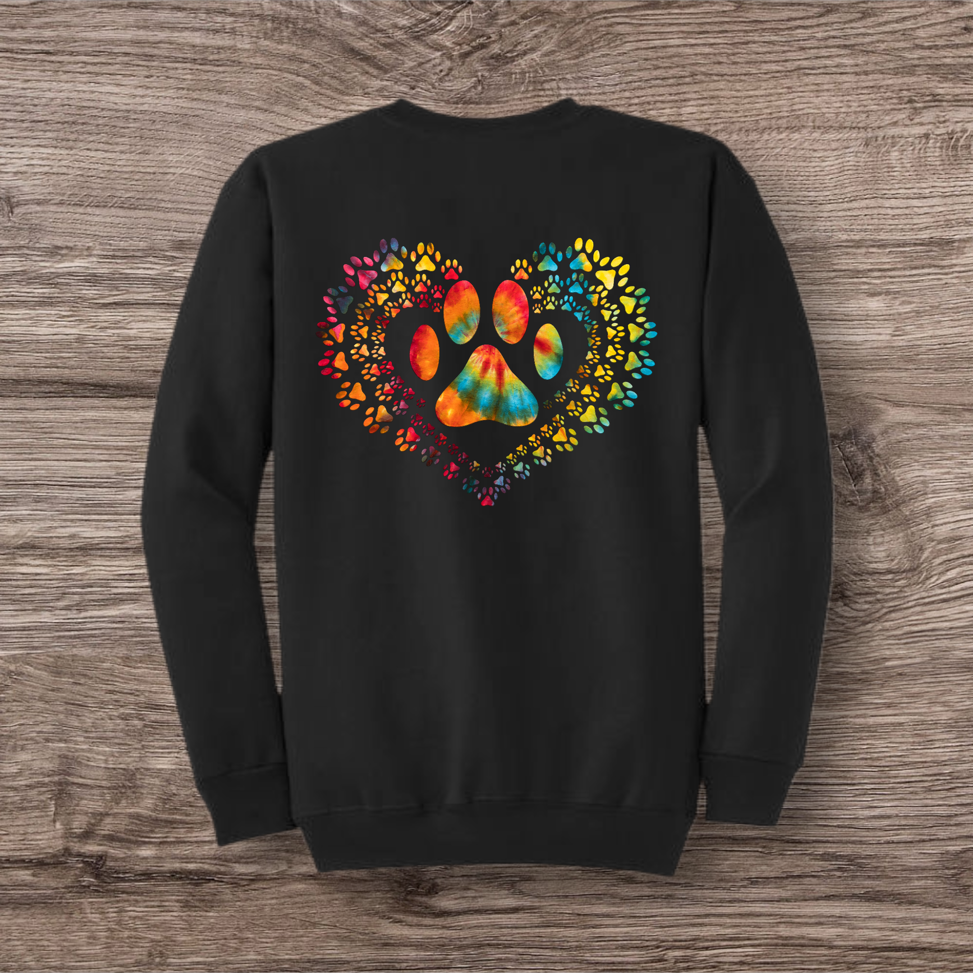 Tye Dye Paw Heart Transfer