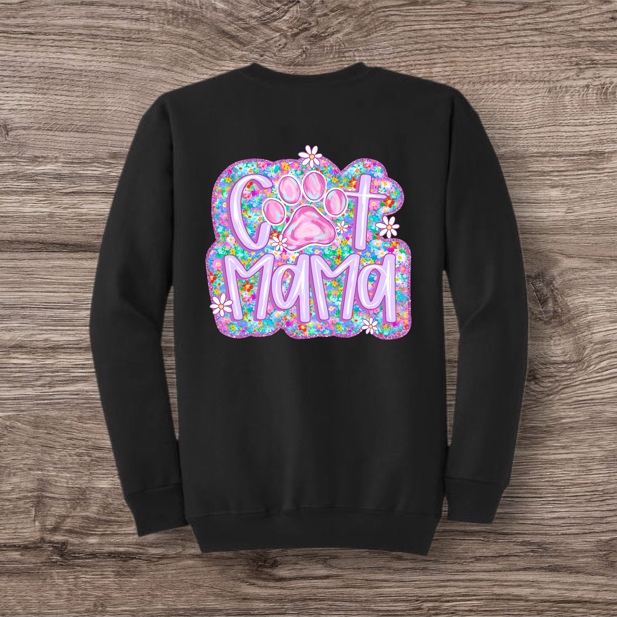 Purple Floral Cat Mama Transfer