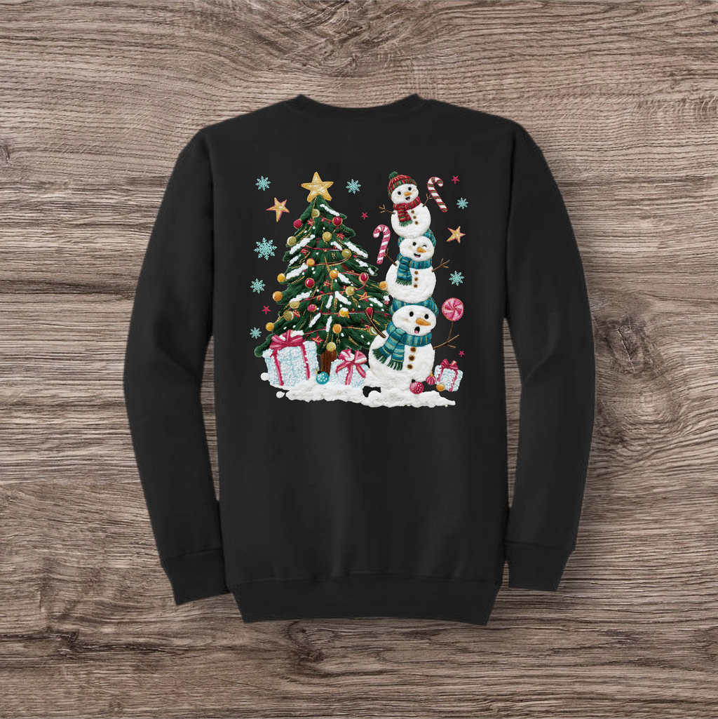 Stacked Snowmen Knit Print Transfer