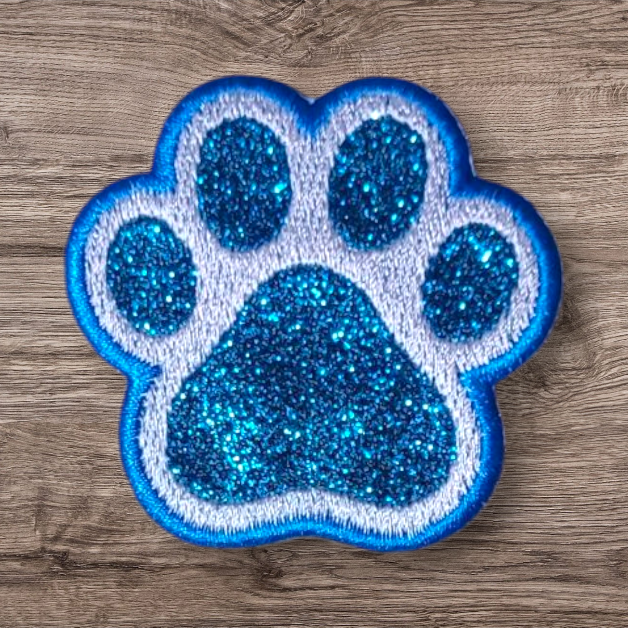 Sparkly Blue Pawprint Patch